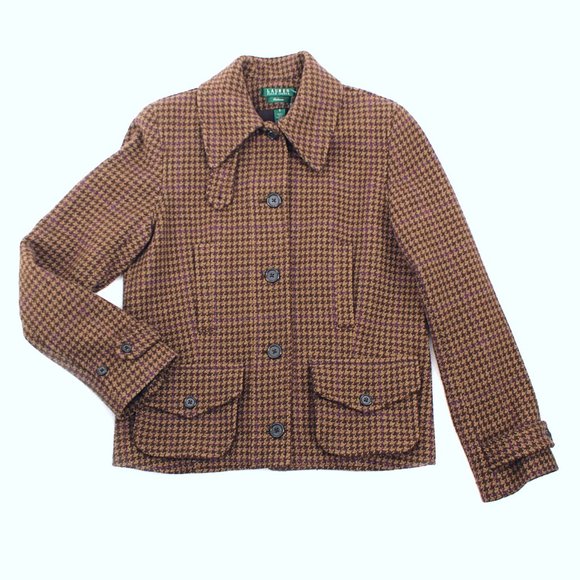 VTG Ralph Lauren LRL Hunting Jacket Plaid Tweed Houndstooth Boxy Riding Blazer - Picture 5 of 16